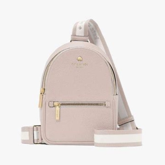 ♠️Kate Spade Emma Pebbled Leather Small Backpack Sling Bag, Cozy Grey NWT main image 4